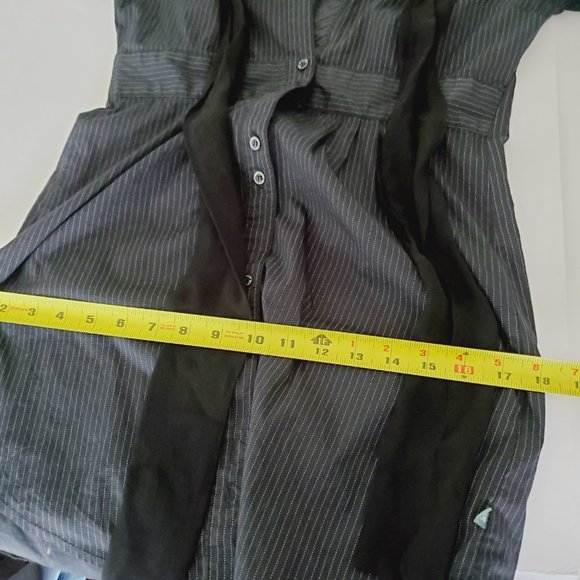 DEPT Pinstriped Bow Tie Classy Retro Tunic Shirt - Picture 9 of 10